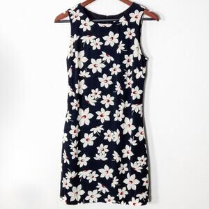 Express Dress Y2K Vintage Garden Party Coquette Floral Rayon Navy Sz XS